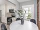 Eat-in kitchen featuring stainless steel appliances, white cabinetry, and eat-in table at 4455 Central Ave, Indianapolis, IN 46205