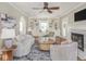 Bright living room with fireplace, built-in shelving, and seating area at 4455 Central Ave, Indianapolis, IN 46205