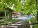 Backyard featuring a well-kept patio, dining area, and a sparkling swimming pool at 6519 Creekside Ln, Indianapolis, IN 46220