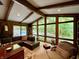 Bright sunroom with floor-to-ceiling windows and comfortable seating, offering views of the pool at 6519 Creekside Ln, Indianapolis, IN 46220