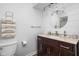This bathroom has shiplap and upgraded vanity at 8133 Lower Bay Ln, Indianapolis, IN 46236