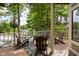 Charming covered patio area overlooking the water features comfortable seating and lush surroundings at 8133 Lower Bay Ln, Indianapolis, IN 46236