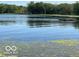 Open view of lake with aquatic vegetation and a floating dock, surrounded by lush greenery at 9451 S Amanda Dr, Claypool, IN 46510
