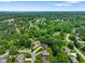 Overhead view of a lush, green suburban landscape with diverse housing and tree-lined streets at 955 Wood Creek Pl, Greenwood, IN 46142