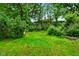 Green backyard lawn surrounded by lush trees and greenery at 955 Wood Creek Pl, Greenwood, IN 46142