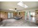 Covered patio with hammock and brick walls at 955 Wood Creek Pl, Greenwood, IN 46142