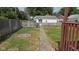 Fenced backyard with grass and access to a detached garage at 1018 Jefferson Ave, Indianapolis, IN 46201