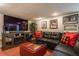 Inviting basement living area with a plush couch, TV, and stylish decor at 1437 Shannon Ave, Indianapolis, IN 46201