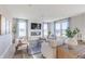 Cozy living room with fireplace, large TV, comfortable seating, lots of natural light at 2040 White Oak Dr, Shelbyville, IN 46176