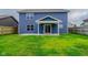 Backyard with a well-maintained lawn and a covered patio area, perfect for outdoor relaxation at 2485 Bristol Dr, Franklin, IN 46131