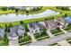 Beautiful aerial view of homes backing to a scenic pond with lush green landscaping and neighborhood streets at 2789 W High Grove Cir, Zionsville, IN 46077
