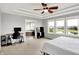 Spacious main bedroom with a tray ceiling, large windows with neighborhood views, and an en-suite bathroom at 2789 W High Grove Cir, Zionsville, IN 46077