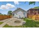 Backyard features a fire pit, grass area and a wooden privacy fence at 2831 N Talbott St, Indianapolis, IN 46205