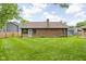 Brick home featuring green backyard with privacy fence, shed, and trampoline, creating a comfortable outdoor space at 3304 Fox Orchard Cir, Indianapolis, IN 46214