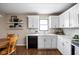 Well-lit kitchen with white cabinetry, modern countertops, and a dark dishwasher adding contrast at 3304 Fox Orchard Cir, Indianapolis, IN 46214
