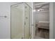 Clean, modern shower with glass enclosure adjacent to the bedroom and bathroom at 350 N Meridian St # 505, Indianapolis, IN 46204