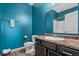 Modern bathroom featuring stylish vanity, toilet, shower, and sleek fixtures at 4736 Blue Marlin Way, Indianapolis, IN 46239