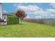 Spacious backyard with a lush lawn, privacy fence, and a red maple tree at 488 Village Blvd, Mooresville, IN 46158