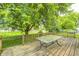 Enjoy the beautiful yard from this spacious back deck shaded by mature trees at 5401 Padre Ln, Indianapolis, IN 46237