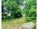 Long winding gravel driveway through lush foliage with an overturned metal boat in the foreground at 600 Old Moore Rd, Martinsville, IN 46151