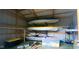 Shed interior showing storage for outdoor equipment, recreational gear, and potential workshop space on the wooded lot at 600 Old Moore Rd, Martinsville, IN 46151