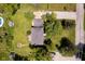 This aerial shot showcases a well-maintained roof, spacious yard, fire pit, and established landscaping at 6146 Rucker Rd, Indianapolis, IN 46220