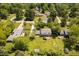 Aerial view shows the neighborhood with mature trees, well-kept yards, and the home's proximity to local roads at 6146 Rucker Rd, Indianapolis, IN 46220