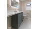 Modern bathroom with gray vanity, white countertop, and contemporary fixtures at 6477 N Park Ave, Indianapolis, IN 46220
