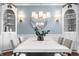 Stylish dining room showcasing a modern chandelier, built-in shelves, and neutral toned decor at 6685 Chapel Xing, Zionsville, IN 46077