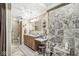The primary bathroom features a double sink vanity, a large mirror, and walk-in shower at 7025 Chimney Rock Ct, Indianapolis, IN 46217