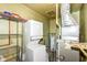 Functional laundry area with stacked washer/dryer and essential utilities at 713 W Cromer Ave, Muncie, IN 47303