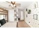 ' bedroom with bunk beds, built-in shelving, and black and white spot wall at 7214 Morello Ln, Noblesville, IN 46062