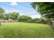 Spacious backyard featuring a lush lawn, wood fence and chain link fencing perfect for outdoor activities and privacy at 724 Alexander St, Greenwood, IN 46143