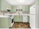 Updated kitchen with modern appliances, light green cabinets, and a laminate floor at 8720 Yardley Ct # 108, Indianapolis, IN 46268