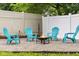Inviting backyard gravel firepit area featuring Adirondack chairs for relaxing and cozy outdoor entertaining at 1127 Junco Dr, Columbus, IN 47203