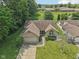 This is an aerial view of the front of the house with a well manicured lawn at 1311 Old Hickory Dr, Greenwood, IN 46142