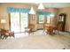 Cozy dining area featuring wicker chairs and a view of the lake through a sliding glass door at 1739 S County Road 450 E, Avon, IN 46123