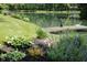 Waterfront view with lush landscaping and a charming dock on a tranquil pond at 1739 S County Road 450 E, Avon, IN 46123