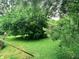 Tree-lined backyard with lush greenery and a rustic wooden fence. A tranquil outdoor space at 196 Bakemeyer St, Indianapolis, IN 46225
