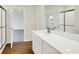 This bathroom has modern fixtures, a white vanity, and a shower with sliding glass doors at 2733 Bo W St, Plainfield, IN 46168