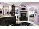 The main bathroom boasts dual vanities, walk-in shower, and a spacious walk-in closet at 3528 E 116Th St, Carmel, IN 46033