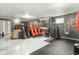 Finished basement features a workout area with a variety of training equipment and padded flooring at 5631 N Peppereel Way, McCordsville, IN 46055