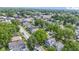 An aerial view of the neighborhood shows lush trees and well-maintained homes on a sunny day at 909 N Parker Ave, Indianapolis, IN 46201
