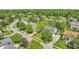 An aerial view of a charming neighborhood street lined with trees, showcasing well-maintained homes and lush landscaping at 13304 Landwood Dr, Fishers, IN 46037