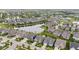 Expansive aerial shot of a vibrant community featuring attractive homes and a scenic neighborhood pond at 1505 Avondale Dr, Westfield, IN 46074