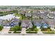 Charming neighborhood aerial showcasing lovely homes near a tranquil pond surrounded by lush greenery at 1505 Avondale Dr, Westfield, IN 46074