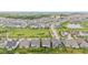 Aerial of a large neighborhood with green space, community pond and many well maintained homes at 1505 Avondale Dr, Westfield, IN 46074