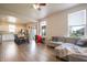 Bright, open living space with a modern kitchen and living room combination at 2101 Shadow Fox Dr, Columbus, IN 47201