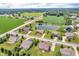 Expansive aerial view showcasing neighborhood homes near a tranquil pond and surrounding greenery at 2948 Chalbury Dr, Plainfield, IN 46168