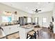Open concept kitchen area with an island and sightlines to the living room at 3301 N 200 W, Franklin, IN 46131